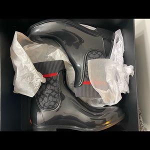 NWT - Coach Rubber Black Rain Bootie, Women’s Size 9 (Runs slightly small)